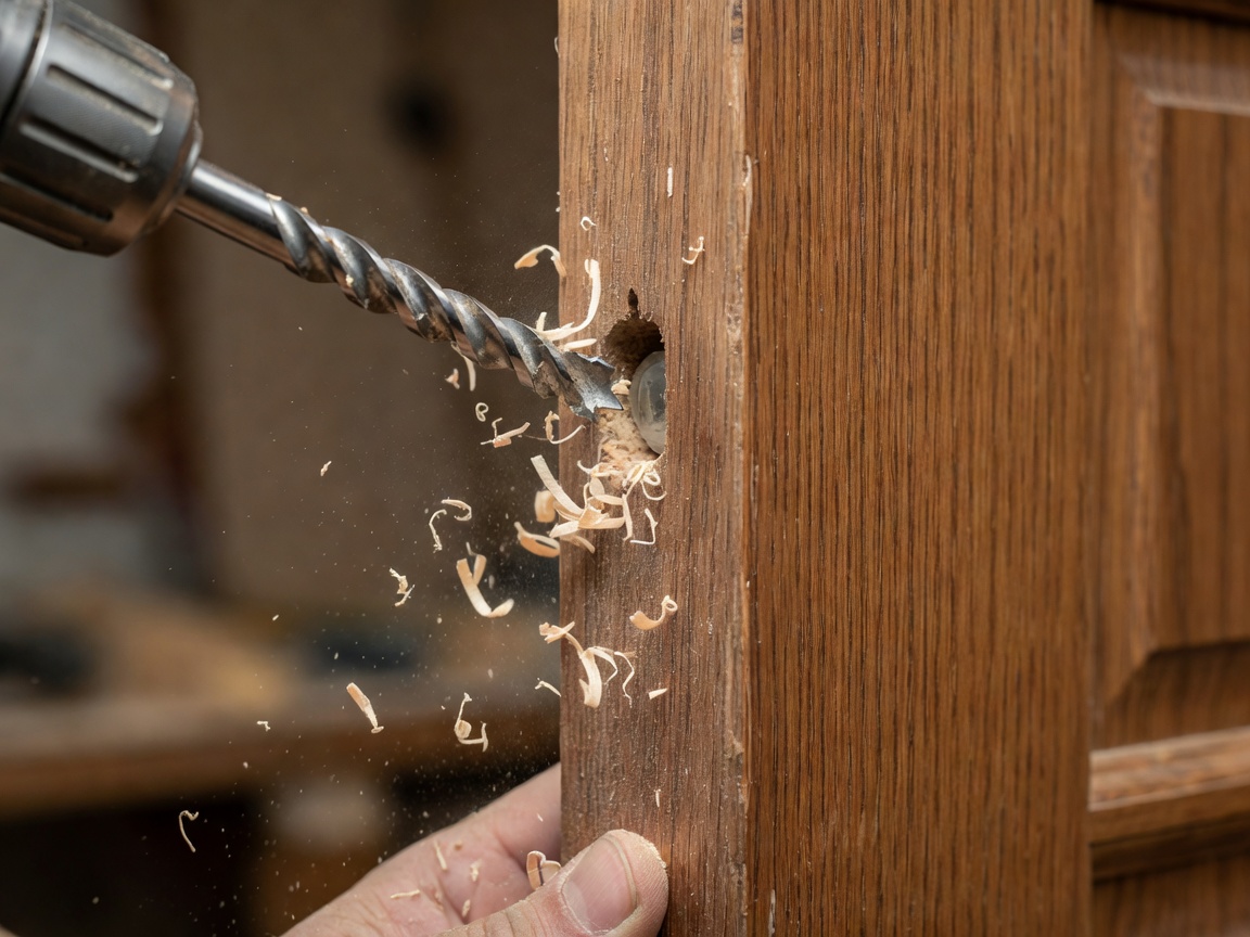 Drill bit creating a hole in a door jamb for a recessed concealed sensor